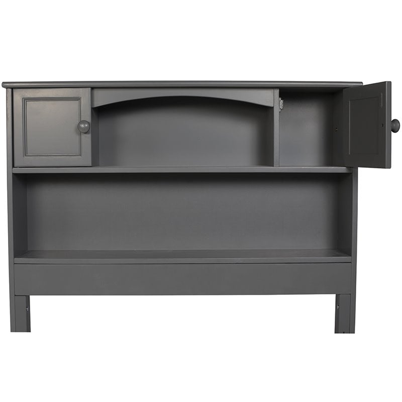 Kingfisher Lane Twin Solid Wood Bookcase Headboard with Device Charger in Gray