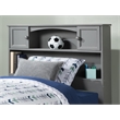 Kingfisher Lane Contemporary Twin Solid Wood Bookcase Headboard in Gray