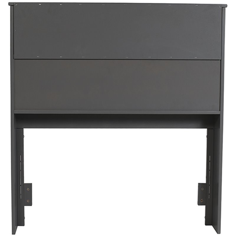 Kingfisher Lane Twin Solid Wood Bookcase Headboard with Device Charger in Gray
