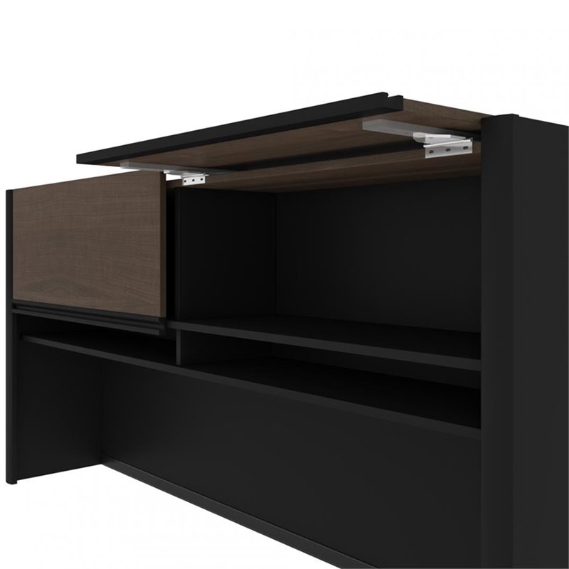Kingfisher Lane 5 Piece L Shaped Computer Desk with Hutch in Antigua and Black