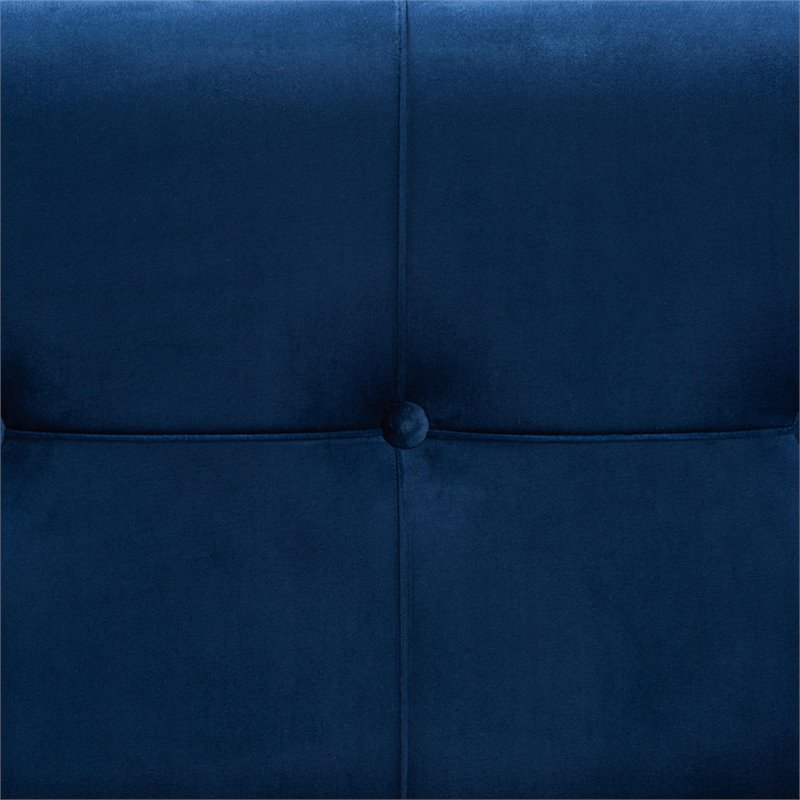 Kingfisher Lane Navy Blue Velvet Upholstered and Gold Finished Storage Ottoman