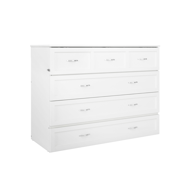 Kingfisher Lane Full Solid Wood Modern Murphy Bed Chest with Mattress in White