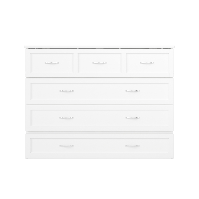 Kingfisher Lane Full Solid Wood Modern Murphy Bed Chest with Mattress in White