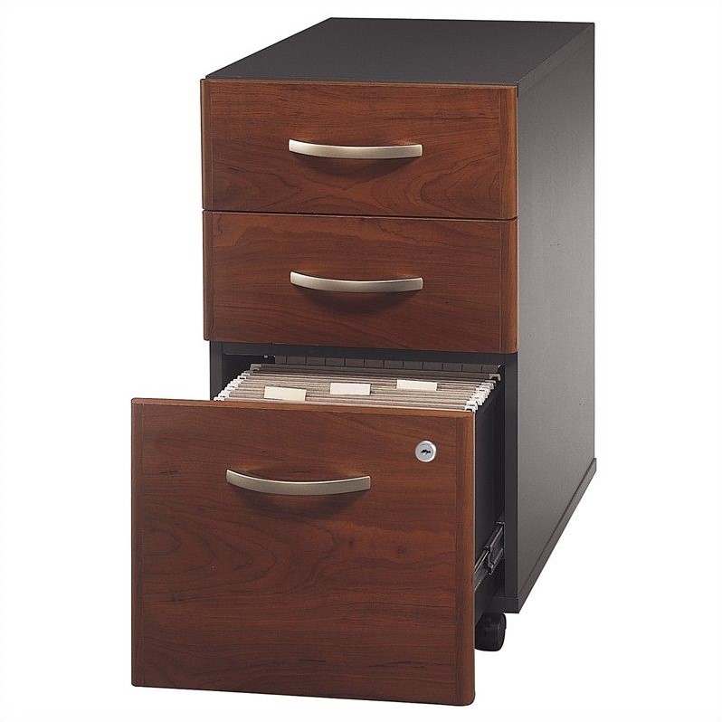 Kingfisher Lane 3 Drawer Mobile File Cabinet in Hansen Cherry - Engineered Wood