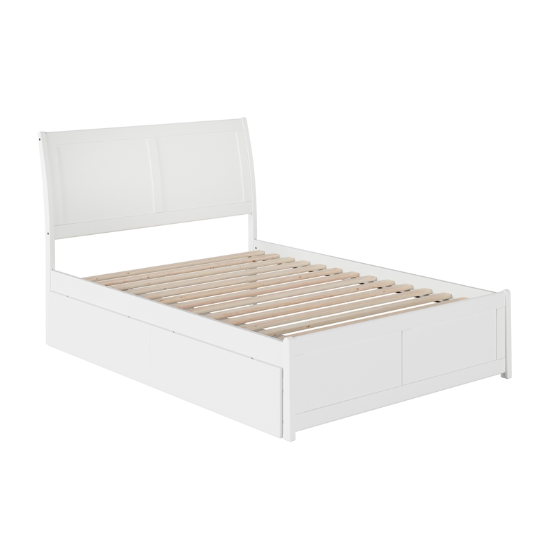 Kingfisher Lane Portland Full Storage Wood Platform Bed  in White