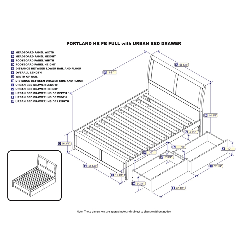 Kingfisher Lane Portland Full Storage Wood Platform Bed  in White
