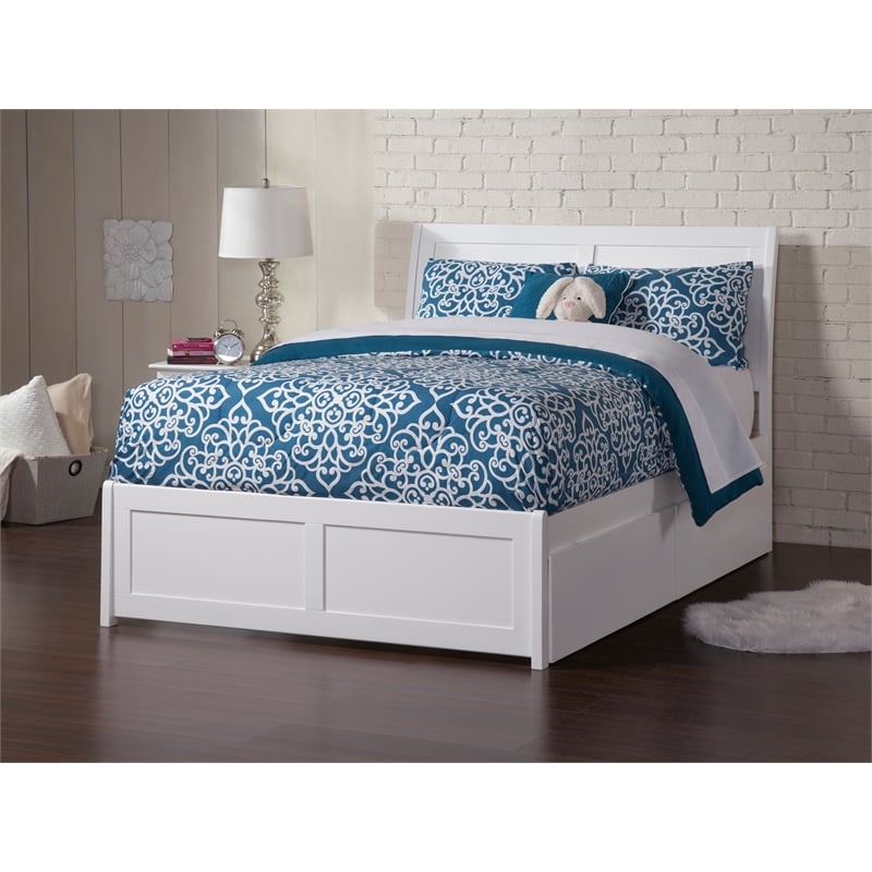 Kingfisher Lane Portland Full Storage Wood Platform Bed  in White