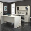 Kingfisher Lane Modern Wood U Shape Computer Desk with Hutch in White Chocolate