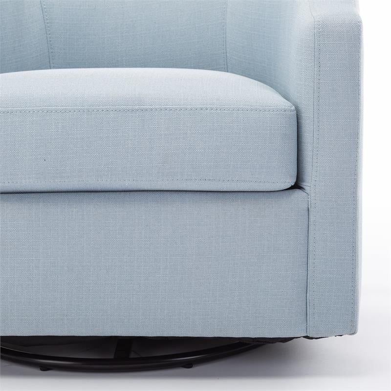 Kingfisher Lane Sky Blue Polyester Fabric Swivel and Rocker Barrel Accent Chair