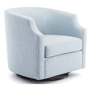 Kingfisher Lane Sky Blue Polyester Fabric Swivel and Rocker Barrel Accent Chair