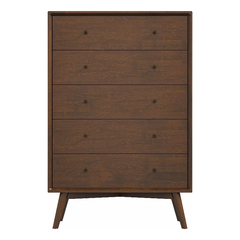 Kingfisher Lane Bedroom 5 drawers Tall Dressers in Solid Wood Walnut Brown