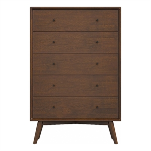 kingfisher lane bedroom 5 drawers tall dressers in solid wood walnut brown