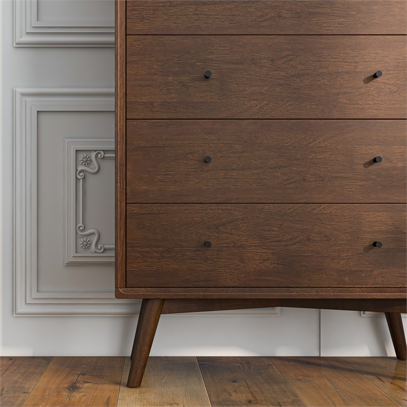 Kingfisher Lane Bedroom 5 drawers Tall Dressers in Solid Wood Walnut Brown
