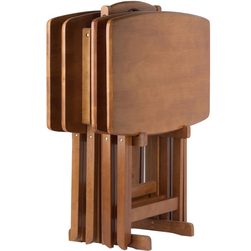 Kingfisher Lane 5-Piece Oversized Solid Wood Snack Table Set in Teak
