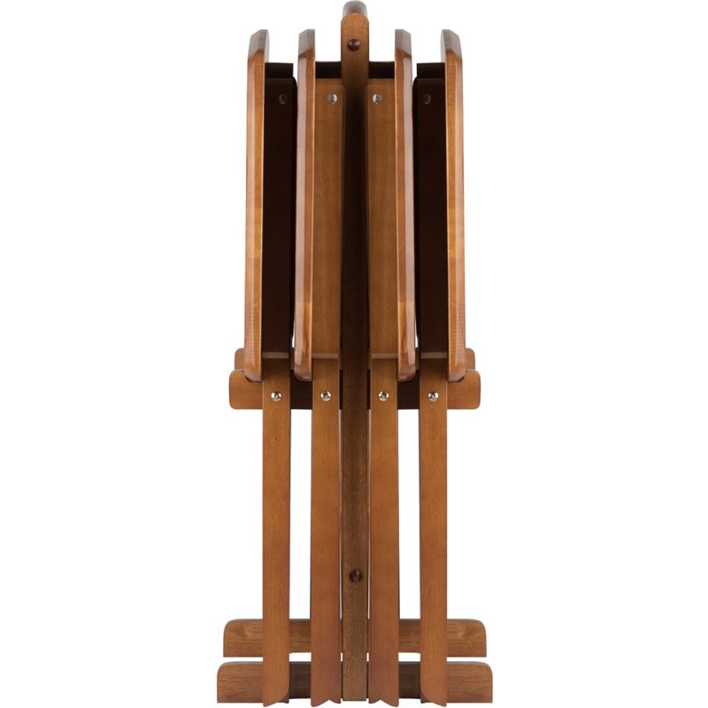 Kingfisher Lane 5-Piece Oversized Solid Wood Snack Table Set in Teak