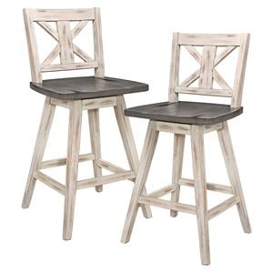 Kingfisher Lane Wood Dining Swivel Counter Stools in Brown (Set of 2)