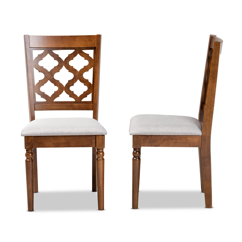 Kingfisher Lane Gray Upholstered & Brown Finished Wood 2-Pc Dining Chair Set