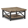 Kingfisher Lane Brown Square Coffee Table with Metal Frame & Exposed Bolt Heads