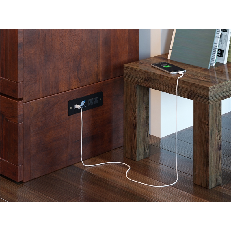 Kingfisher Lane Twin XL Murphy Bed Chest with Mattress & Built-in Charger Walnut