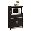 Kingfisher Lane Microwave Wooden Kitchen Cart in Chocolate-Gray Finish