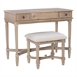 Kingfisher Lane Wood Vanity & Padded Stool Set Flip Up Mirror 2 Drawers - Gray