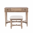 Kingfisher Lane Wood Vanity & Padded Stool Set Flip Up Mirror 2 Drawers - Gray