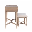 Kingfisher Lane Wood Vanity & Padded Stool Set Flip Up Mirror 2 Drawers - Gray