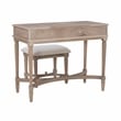 Kingfisher Lane Wood Vanity & Padded Stool Set Flip Up Mirror 2 Drawers - Gray