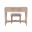 Kingfisher Lane Wood Vanity & Padded Stool Set Flip Up Mirror 2 Drawers - Gray