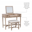 Kingfisher Lane Wood Vanity & Padded Stool Set Flip Up Mirror 2 Drawers - Gray