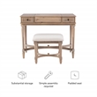 Kingfisher Lane Wood Vanity & Padded Stool Set Flip Up Mirror 2 Drawers - Gray