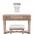 Kingfisher Lane Wood Vanity & Padded Stool Set Flip Up Mirror 2 Drawers - Gray