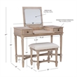 Kingfisher Lane Wood Vanity & Padded Stool Set Flip Up Mirror 2 Drawers - Gray