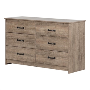kingfisher lane 6-drawer wood double dresser-weathered oak-kingfisher lane