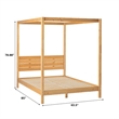 Kingfisher Lane Solid Wood Queen Canopy Bed w/ Simple Headboard - Natural Pine