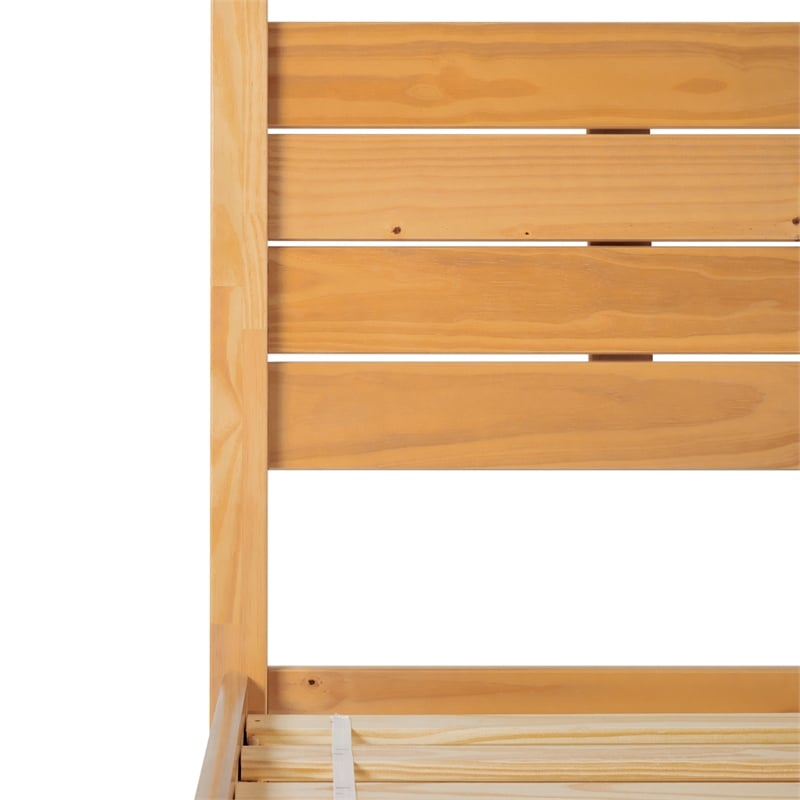 Kingfisher Lane Solid Wood Queen Canopy Bed w/ Simple Headboard - Natural Pine