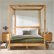 Kingfisher Lane Solid Wood Queen Canopy Bed w/ Simple Headboard - Natural Pine
