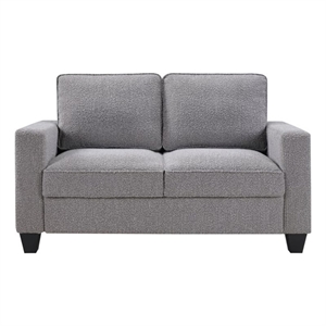 Kingfisher Lane 57&quotW Boucle Loveseat Sofa with USB and Side Pockets in Gray