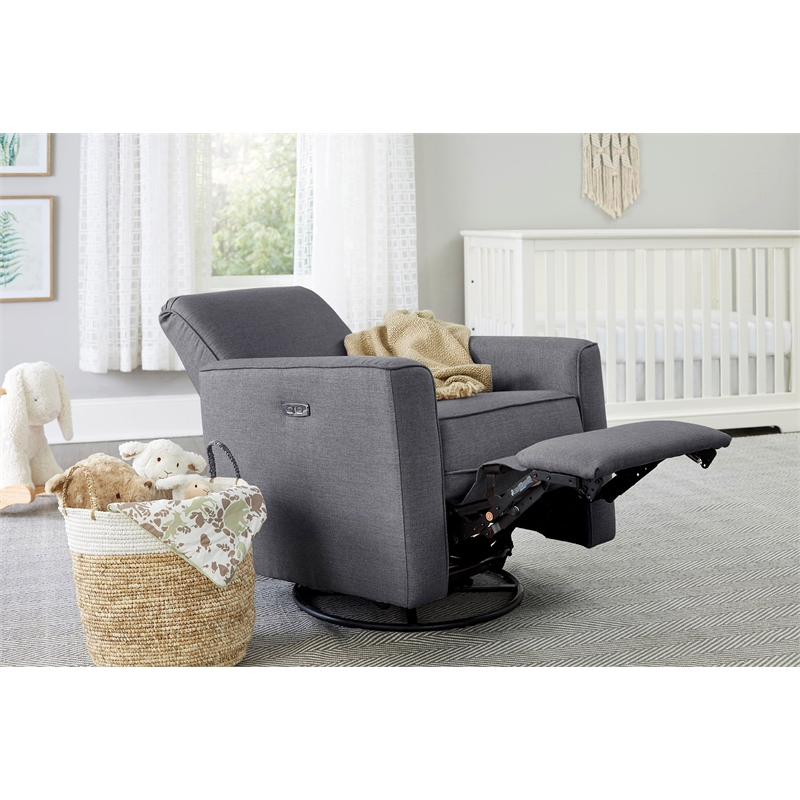 Kingfisher Lane Contemporary Fabric Swivel Glider and Recliner in Stone