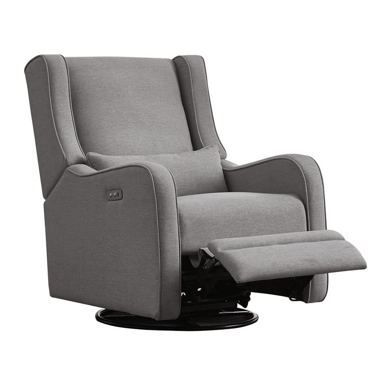 Kingfisher Lane Fabric Power Swivel Glider and Recliner in Harbor Gray