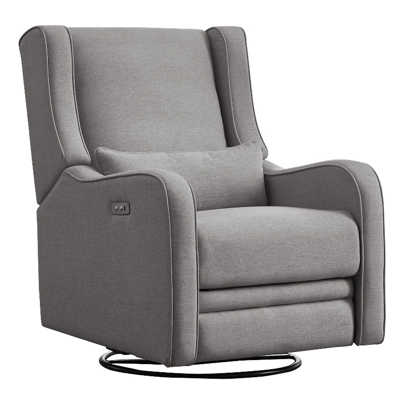 Kingfisher Lane Fabric Power Swivel Glider and Recliner in Harbor Gray