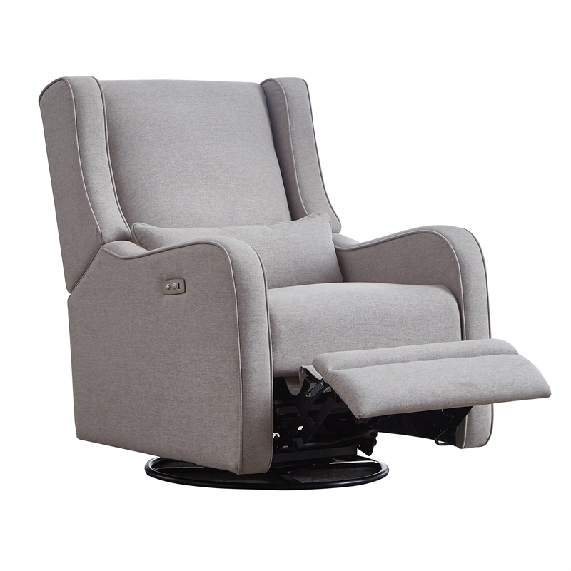 Kingfisher Lane Fabric Power Swivel Glider and Recliner in Pearl River Gray