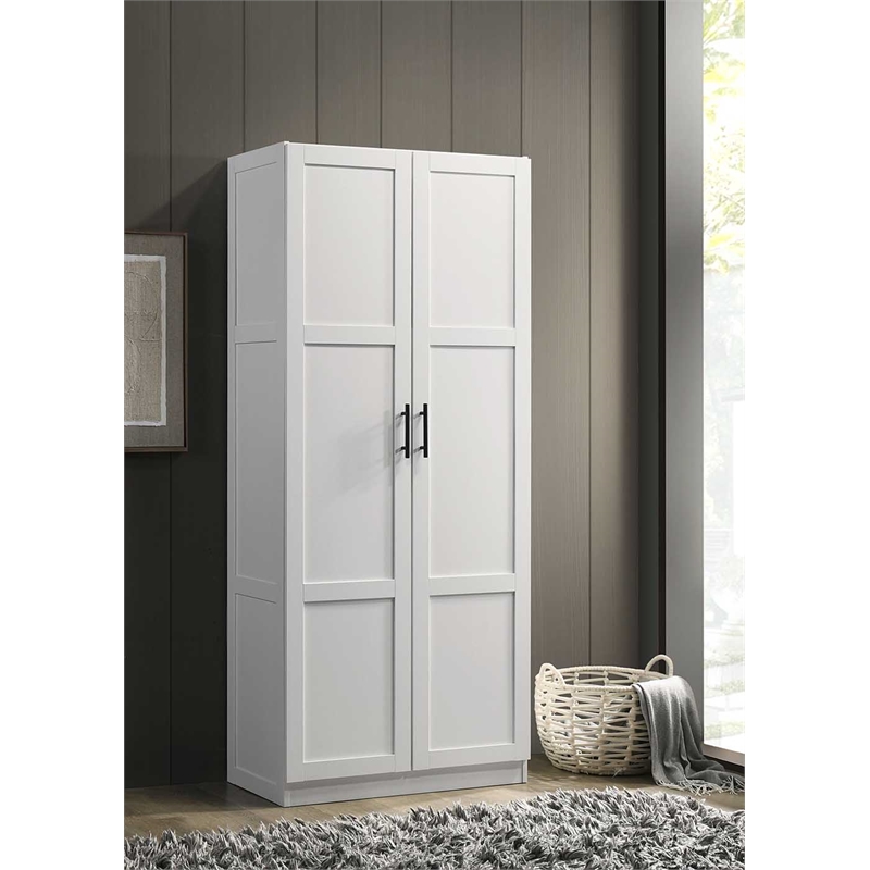 Kingfisher Lane Contemporary Engineered Wood Storage Cabinet in White