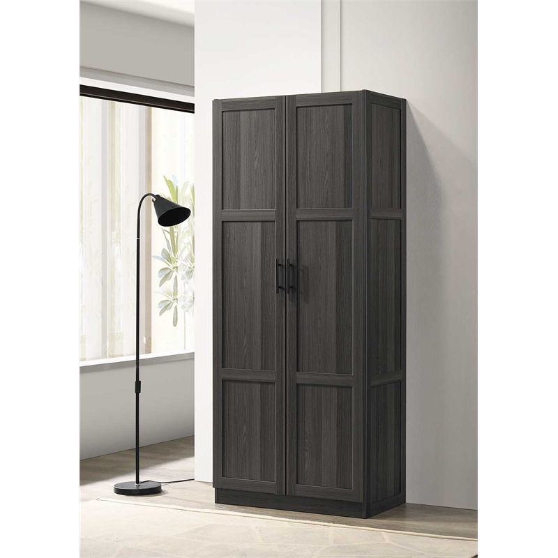 Kingfisher Lane Engineered Wood Storage Cabinet in Dark Wood/Graphite Black