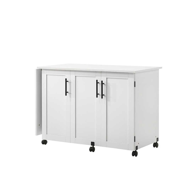 Kingfisher Lane Contemporary Engineered Wood Sewing Craft Cart in White