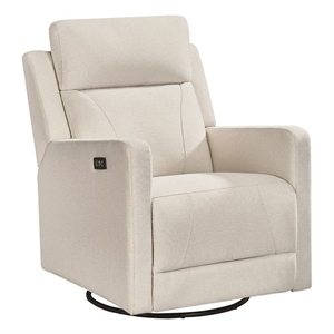 Kingfisher Lane Recliner Glider with Swivel Rocker with USB in Cream