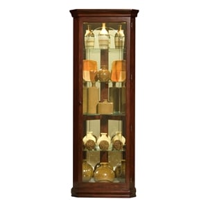 Kingfisher Lane Wood 4-Shelf Corner Curio Cabinet in Cherry Brown