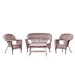 Kingfisher Lane 4-Piece Resin Wicker Patio Conversation Set in Honey