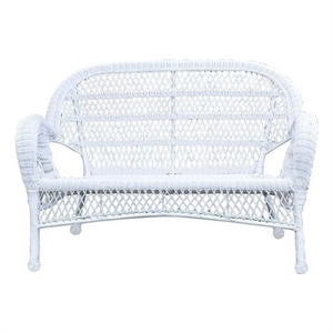 Kingfisher Lane Contemporary Resin Wicker Patio Loveseat in White