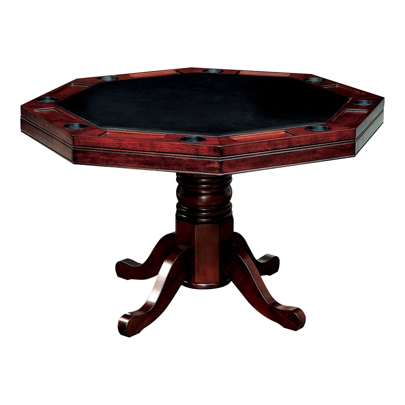 Kingfisher Lane Traditional Octagon Wood Gaming Table in Cherry